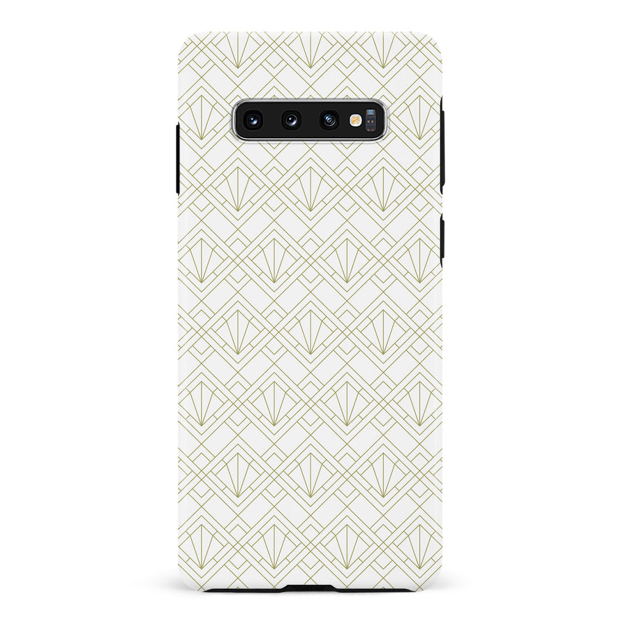 Samsung Galaxy S10 Showcase Art Deco Phone Case in White