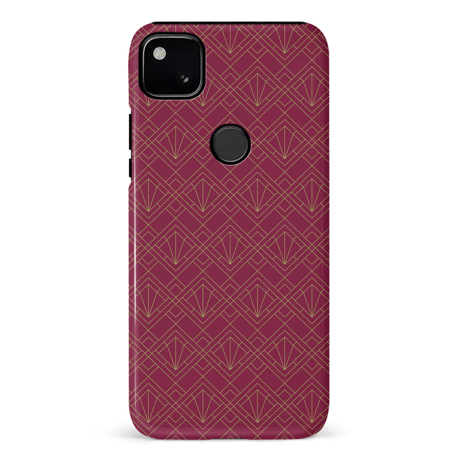 Google Pixel 4A Iconic Art Deco Phone Case in Maroon