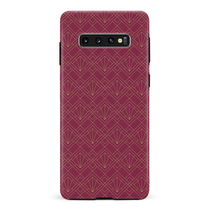 Samsung Galaxy S10 Iconic Art Deco Phone Case in Maroon