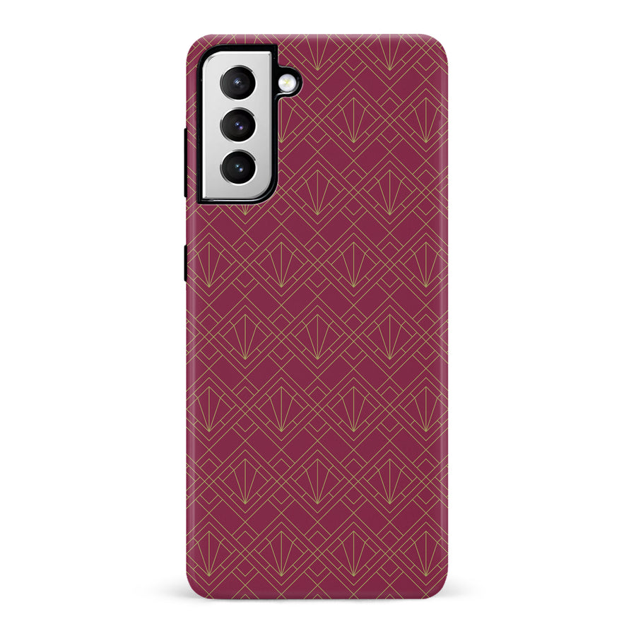 Samsung Galaxy S21 Iconic Art Deco Phone Case in Maroon