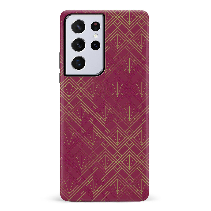 Samsung Galaxy S21 Ultra Iconic Art Deco Phone Case in Maroon
