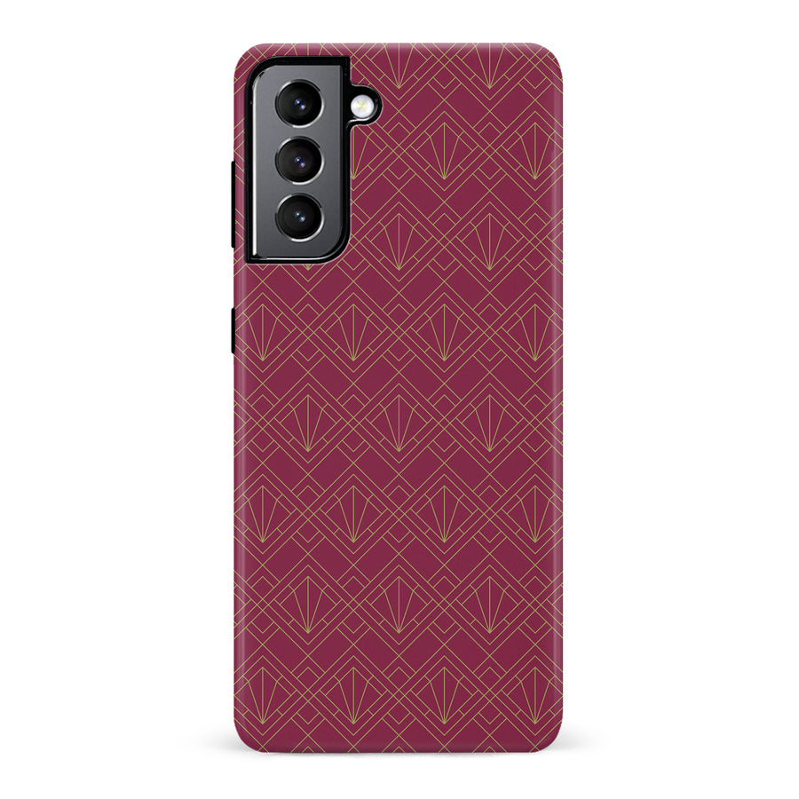 Samsung Galaxy S22 Iconic Art Deco Phone Case in Maroon