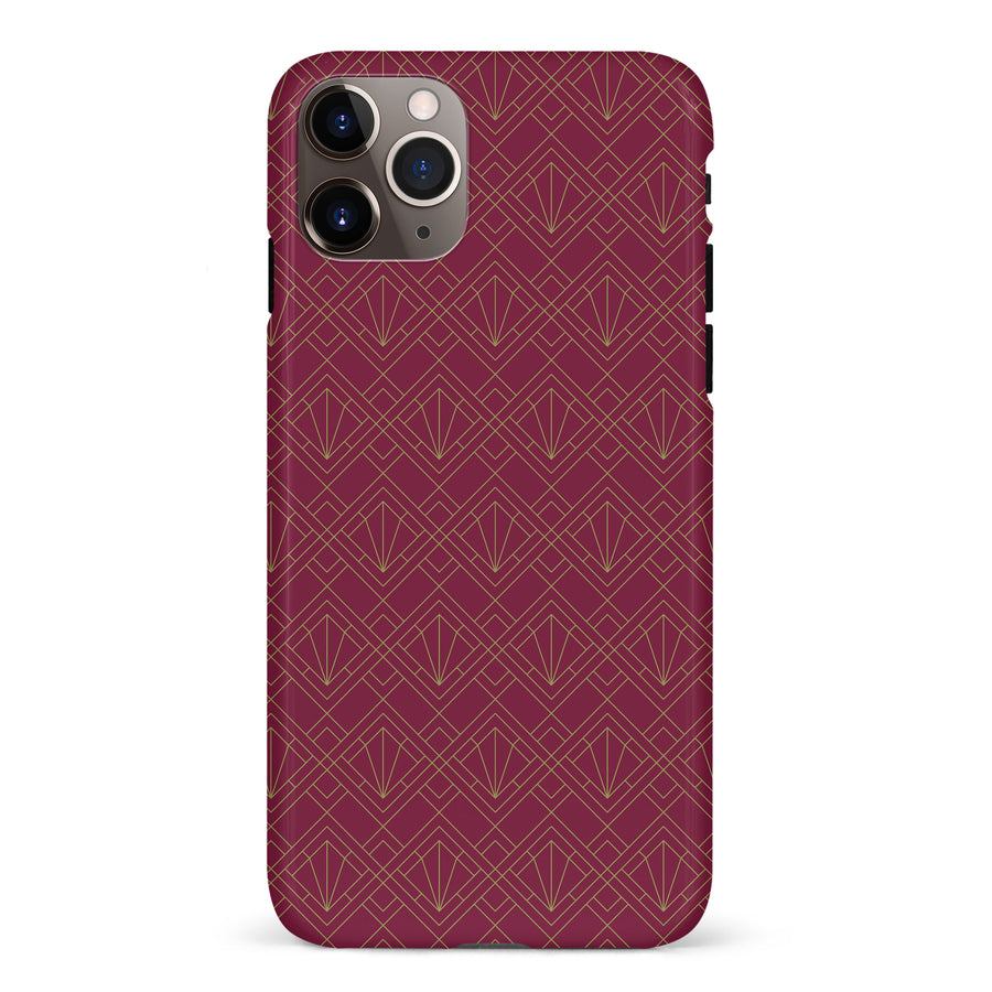 iPhone 11 Pro Max Iconic Art Deco Phone Case in Maroon