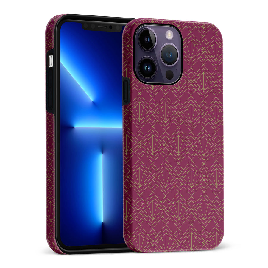 iPhone 14 Pro Max Iconic Art Deco Phone Case in Maroon