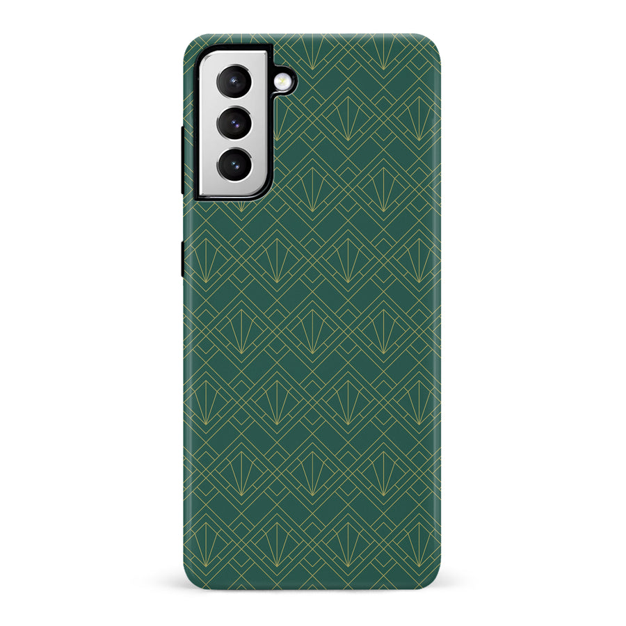 Samsung Galaxy S21 Iconic Art Deco Phone Case in Green