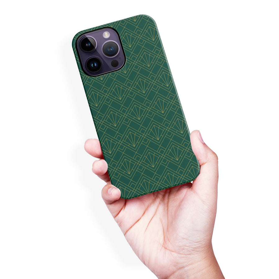 iPhone 14 Pro Max Iconic Art Deco Phone Case in Green