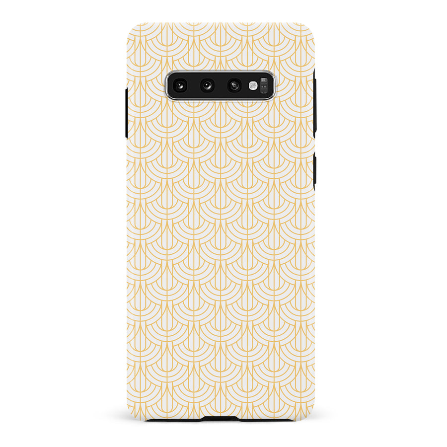 Samsung Galaxy S10 Plus Curved Art Deco Phone Case in White