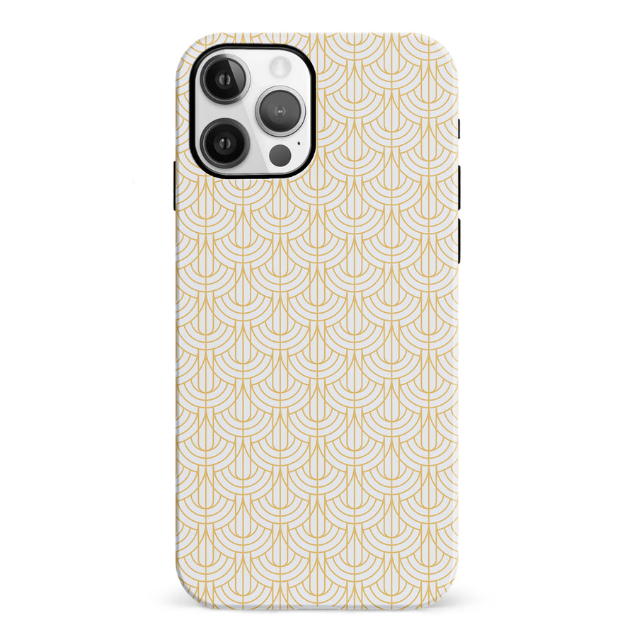 iPhone 12 Curved Art Deco Phone Case in White