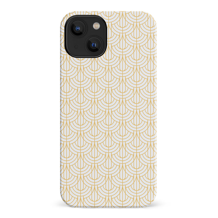 iPhone 14 Curved Art Deco Phone Case in White