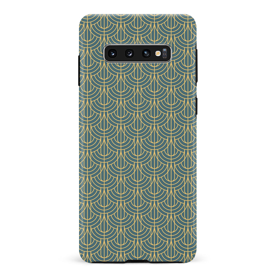 Samsung Galaxy S10 Curved Art Deco Phone Case in Green