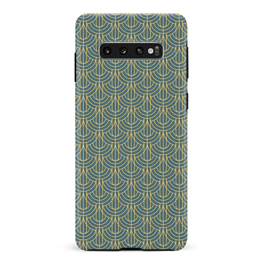 Samsung Galaxy S10 Plus Curved Art Deco Phone Case in Green