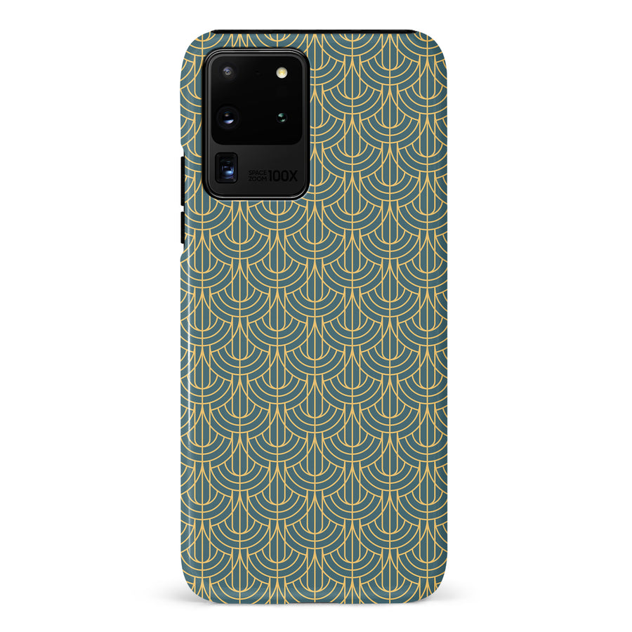 Samsung Galaxy S20 Ultra Curved Art Deco Phone Case in Green