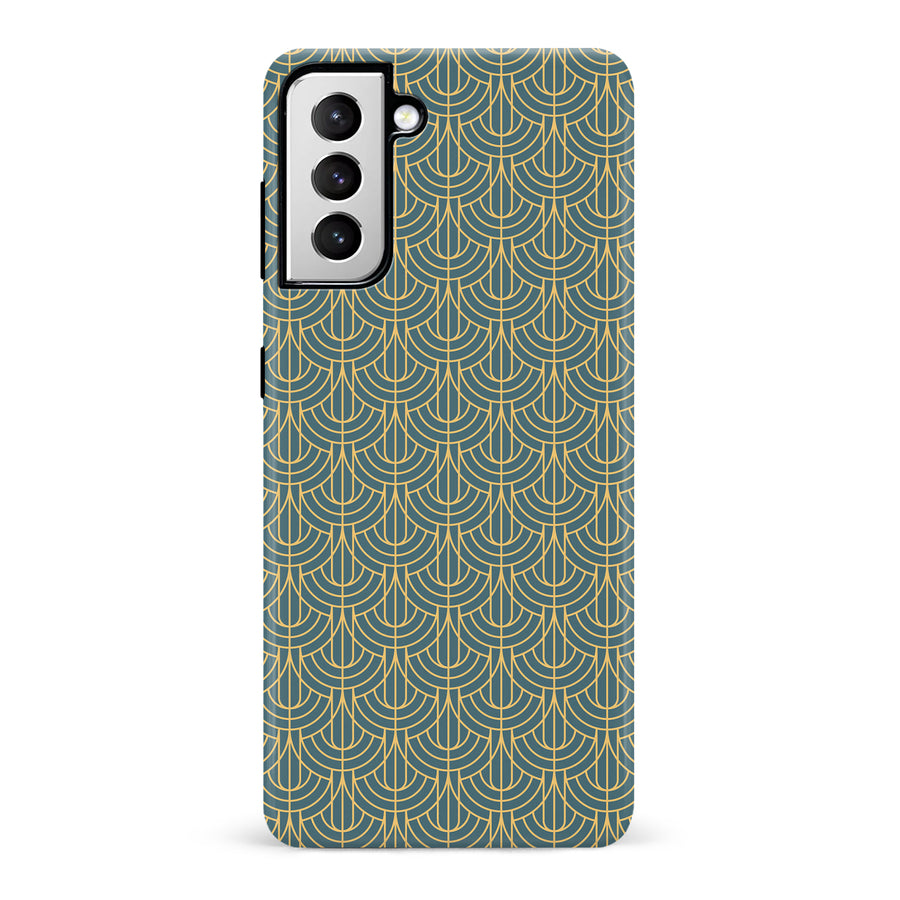 Samsung Galaxy S21 Curved Art Deco Phone Case in Green