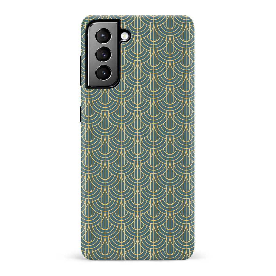 Samsung Galaxy S21 Plus Curved Art Deco Phone Case in Green