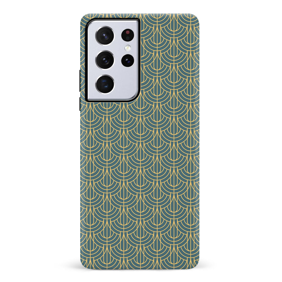 Samsung Galaxy S21 Ultra Curved Art Deco Phone Case in Green