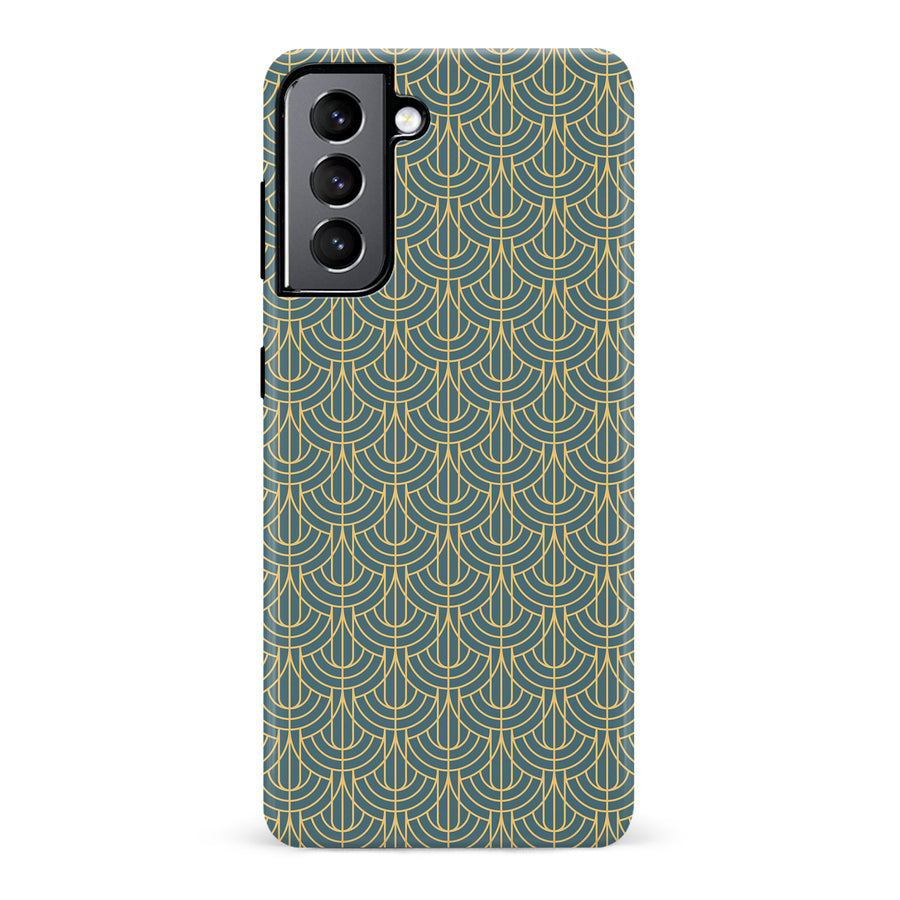 Samsung Galaxy S22 Curved Art Deco Phone Case in Green