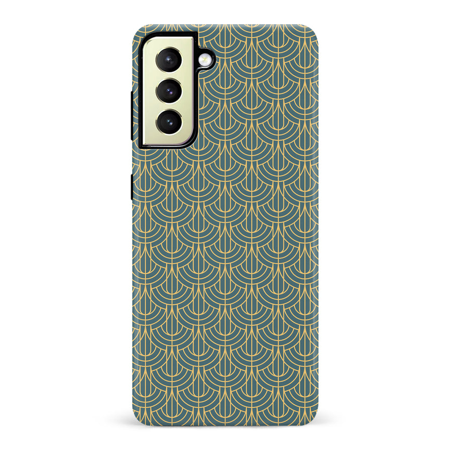 Samsung Galaxy S22 Plus Curved Art Deco Phone Case in Green