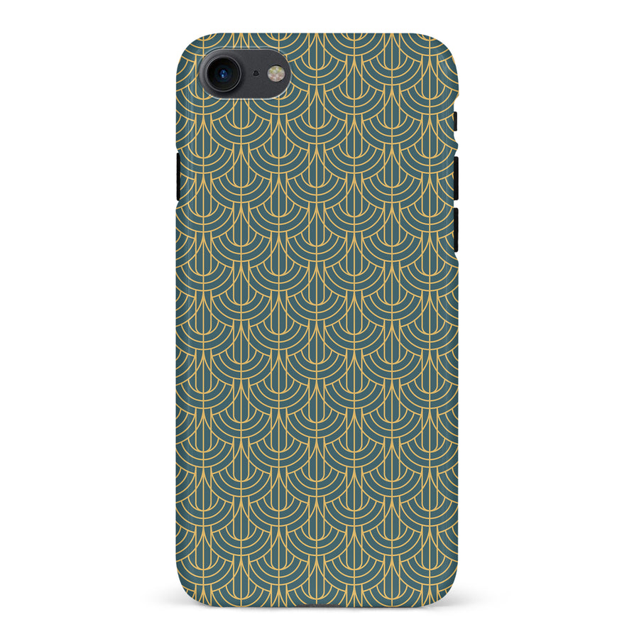 iPhone 7/8/SE Curved Art Deco Phone Case in Green