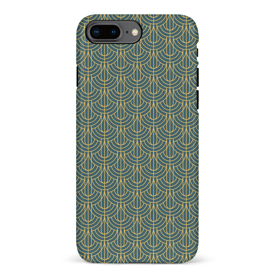 iPhone 8 Plus Curved Art Deco Phone Case in Green