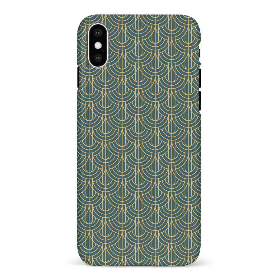 iPhone X/XS Curved Art Deco Phone Case in Green