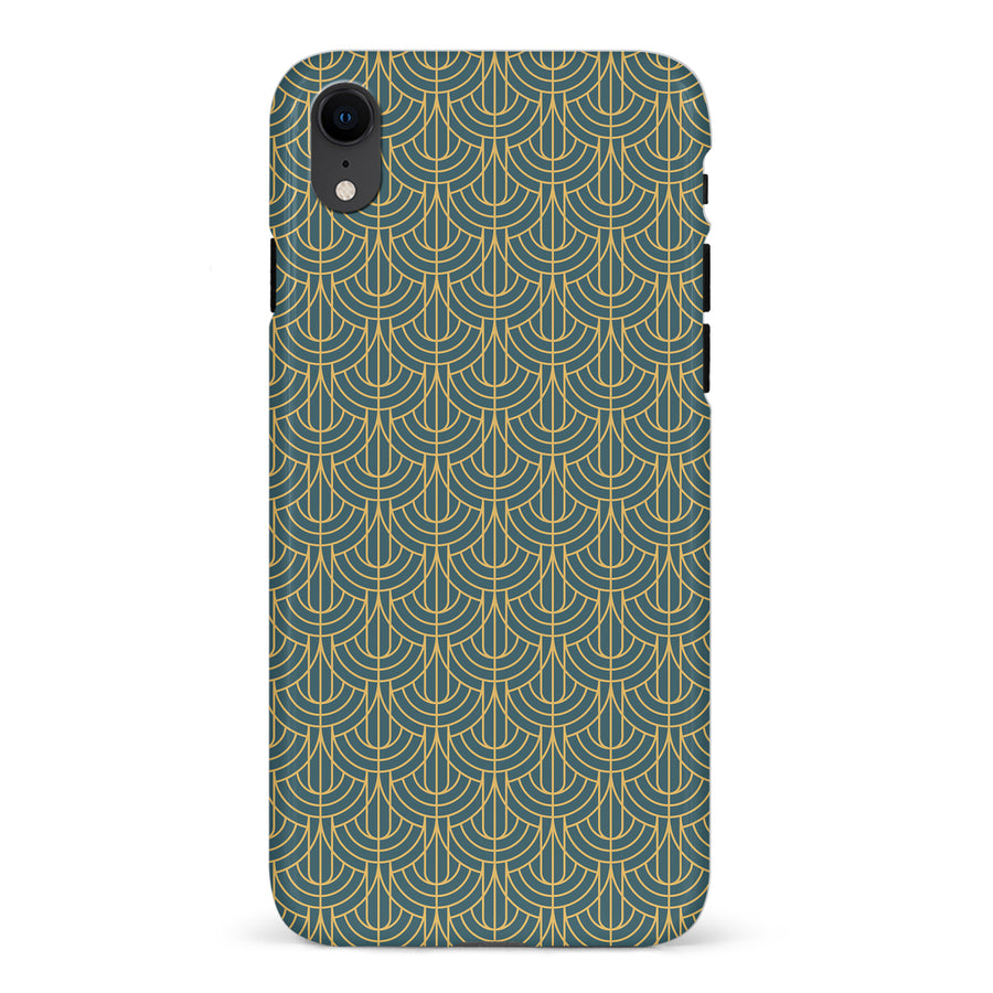 iPhone XR Curved Art Deco Phone Case in Green