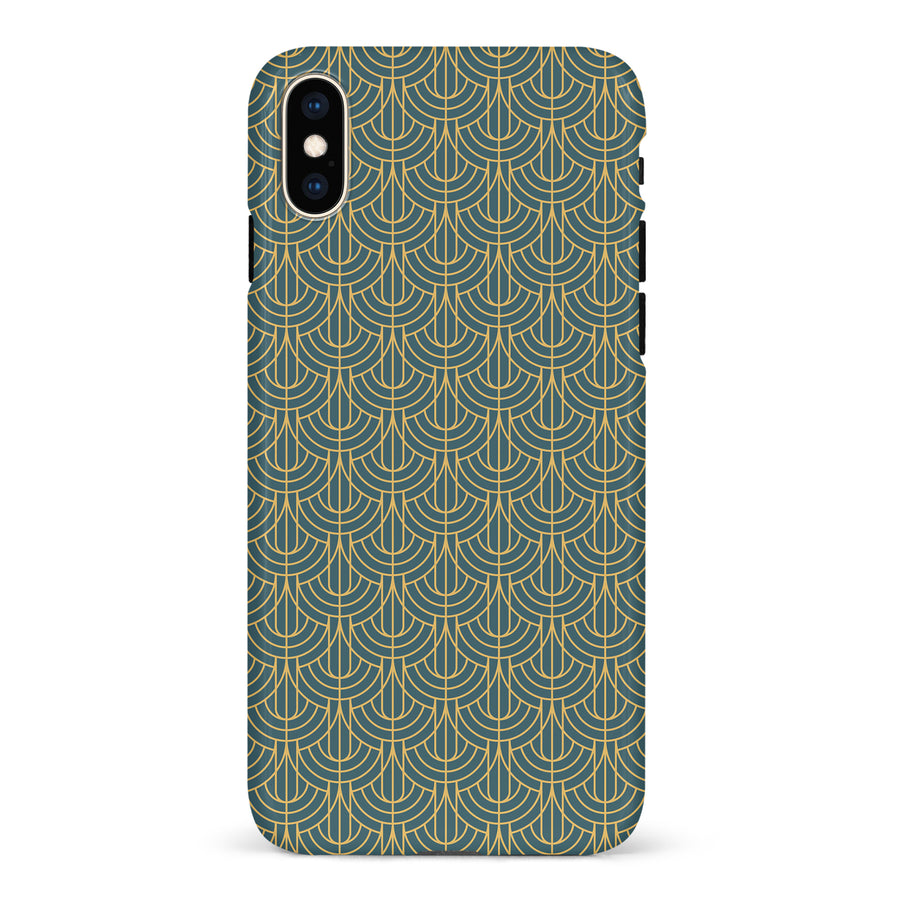iPhone XS Max Curved Art Deco Phone Case in Green