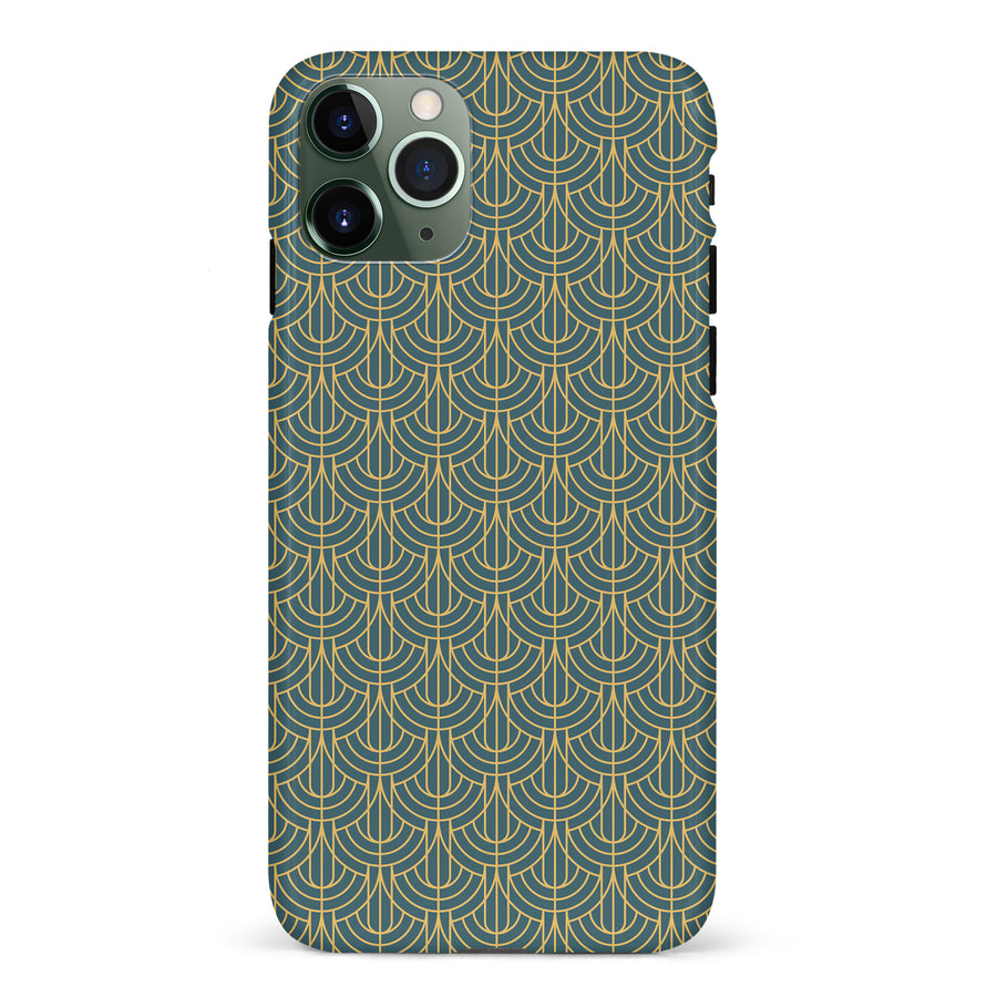 iPhone 11 Pro Curved Art Deco Phone Case in Green