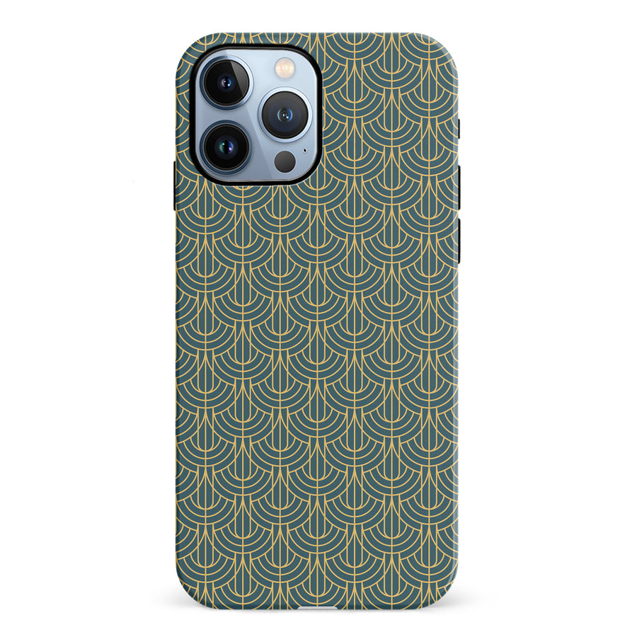 iPhone 12 Pro Curved Art Deco Phone Case in Green