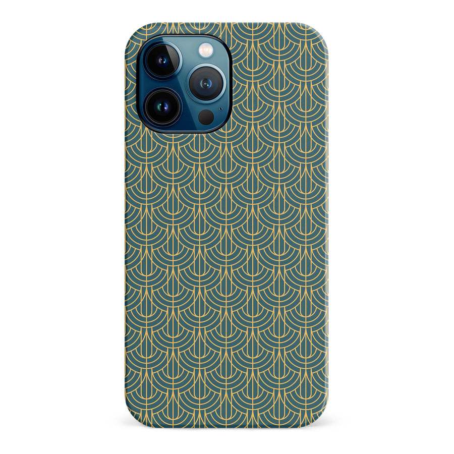 iPhone 12 Pro Max Curved Art Deco Phone Case in Green