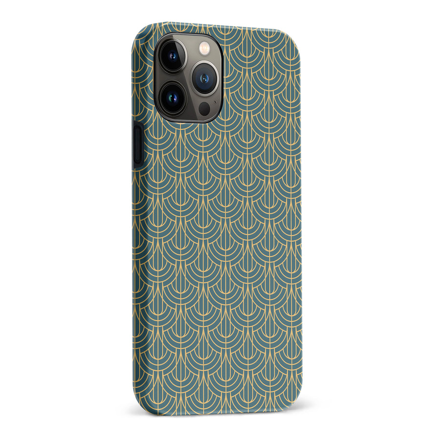 iPhone 13 Pro Max Curved Art Deco Phone Case in Green