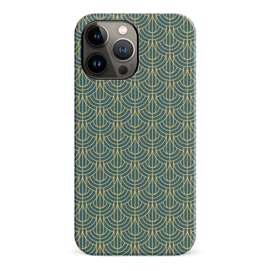 iPhone 13 Pro Max Curved Art Deco Phone Case in Green