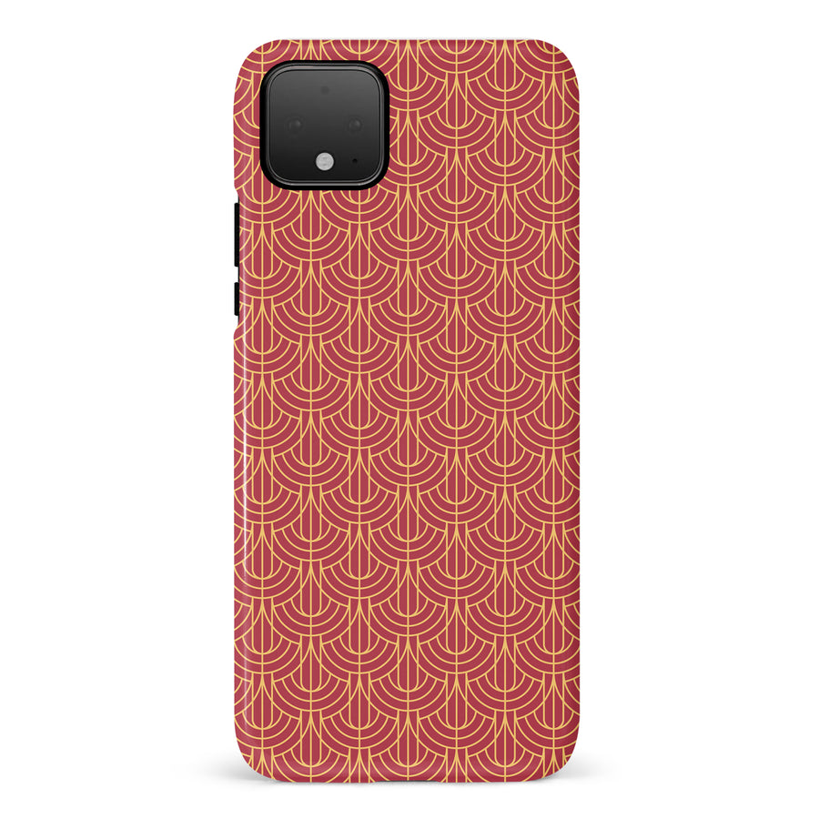 Google Pixel 4 Curved Art Deco Phone Case in Red