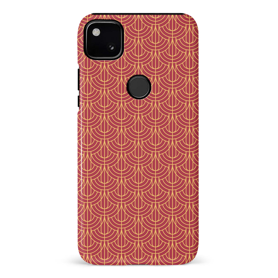 Google Pixel 4A Curved Art Deco Phone Case in Red