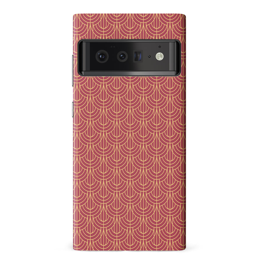 Google Pixel 6 Pro Curved Art Deco Phone Case in Red