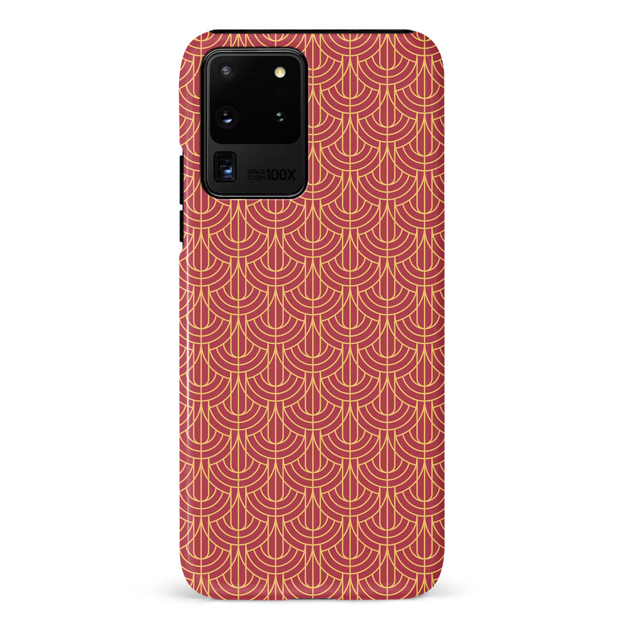 Samsung Galaxy S20 Ultra Curved Art Deco Phone Case in Red