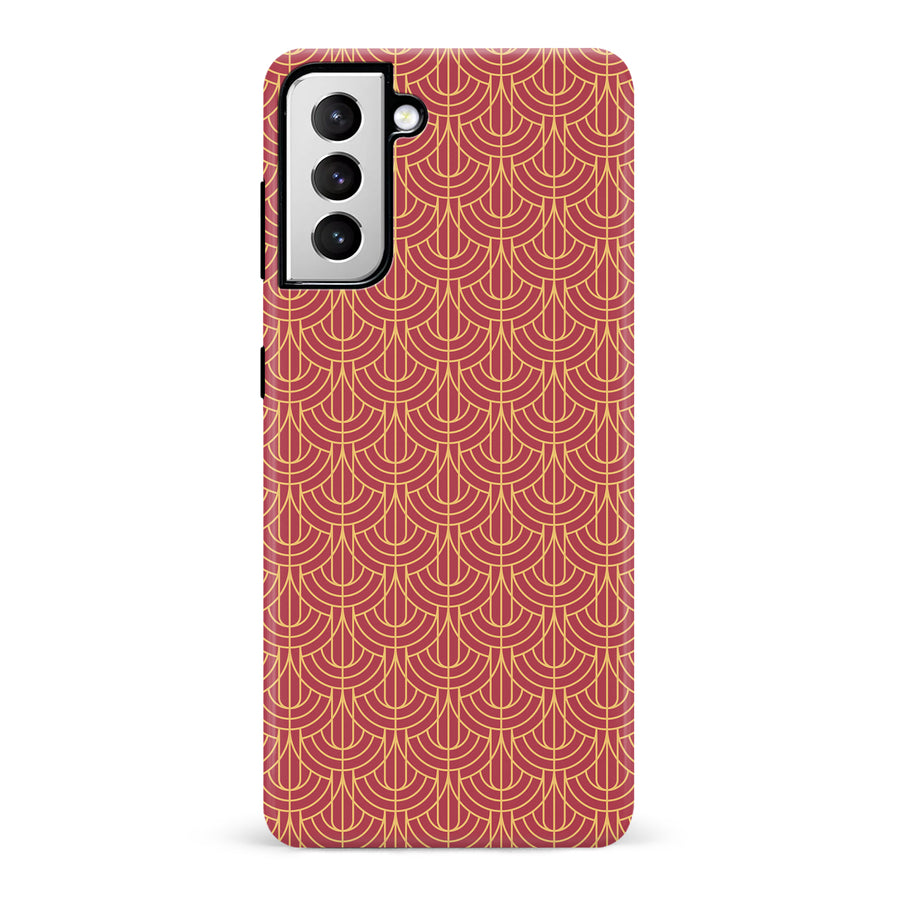 Samsung Galaxy S21 Curved Art Deco Phone Case in Red