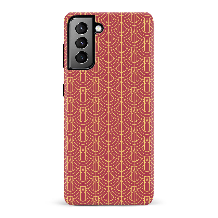 Samsung Galaxy S21 Plus Curved Art Deco Phone Case in Red