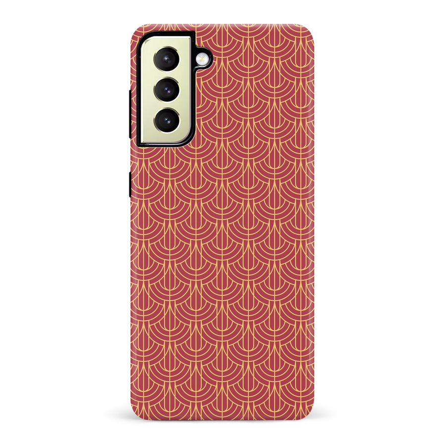 Samsung Galaxy S22 Plus Curved Art Deco Phone Case in Red