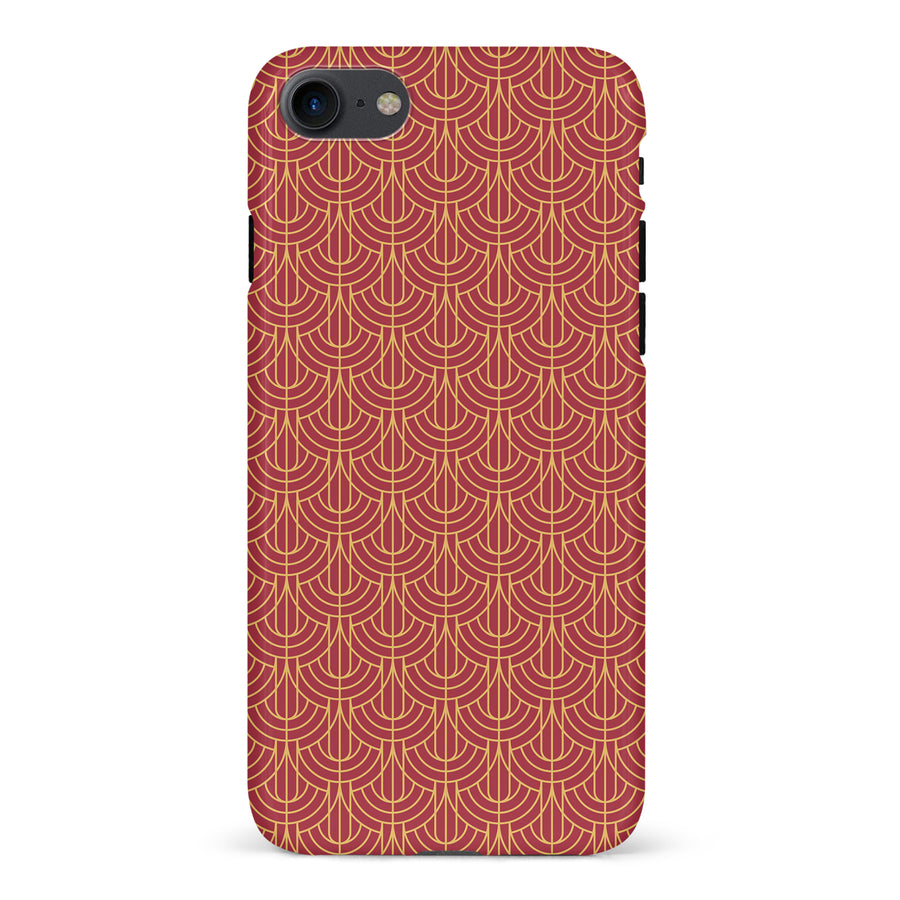 iPhone 7/8/SE Curved Art Deco Phone Case in Red