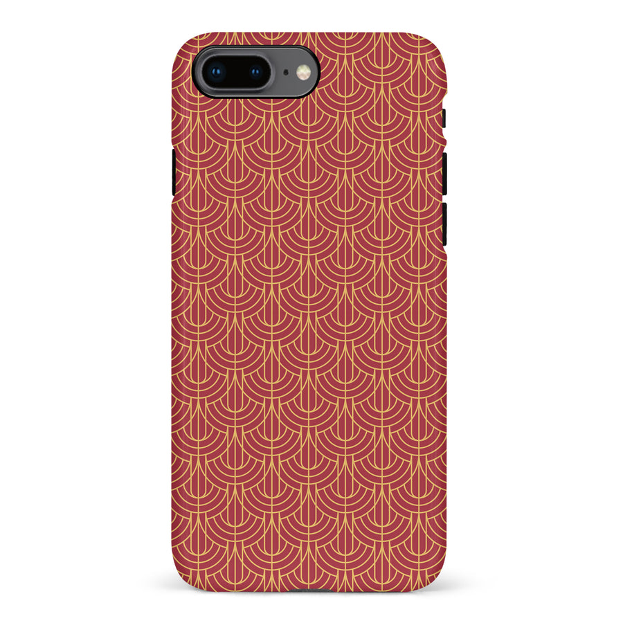 iPhone 8 Plus Curved Art Deco Phone Case in Red