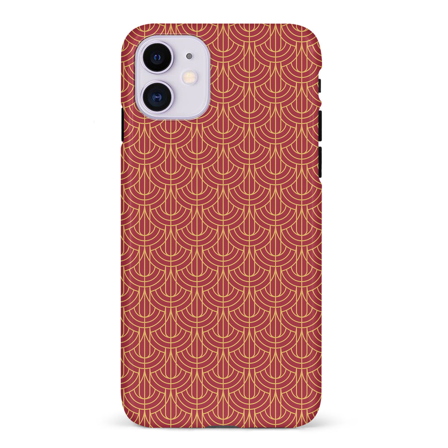 iPhone 11 Curved Art Deco Phone Case in Red