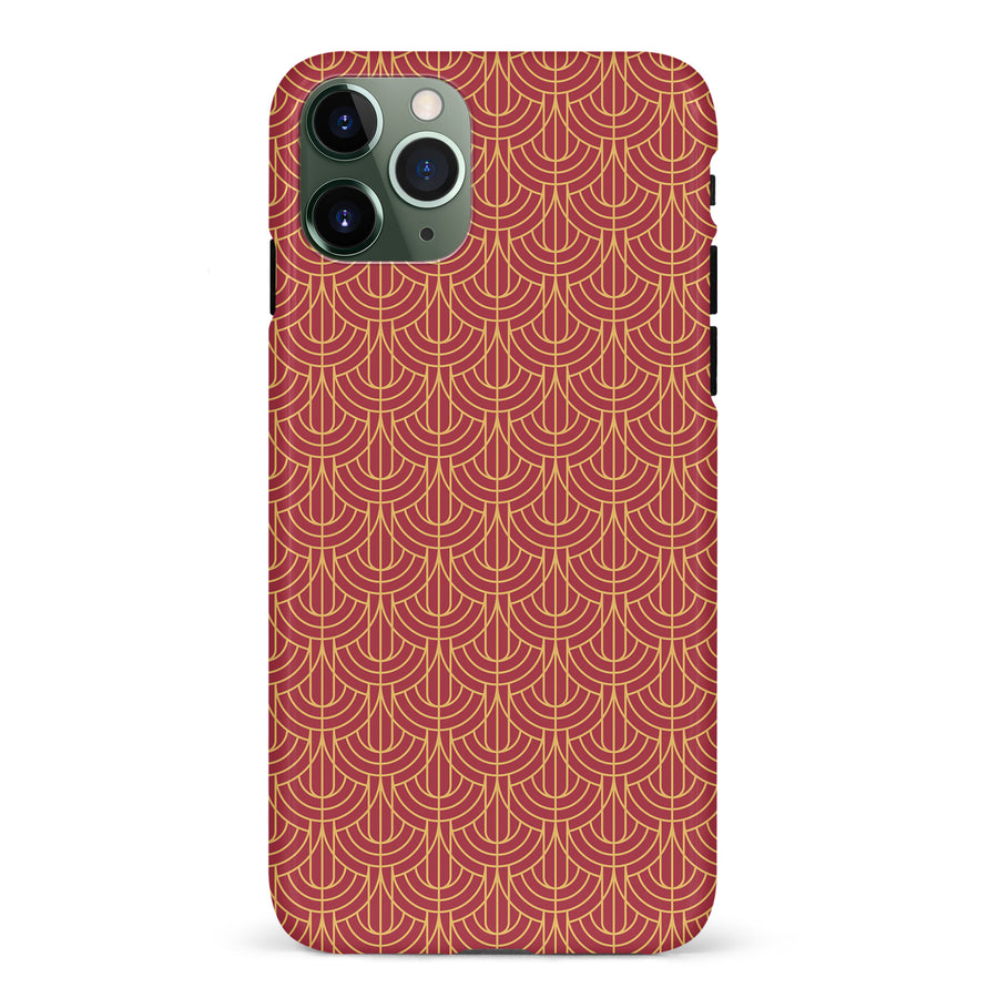 iPhone 11 Pro Curved Art Deco Phone Case in Red