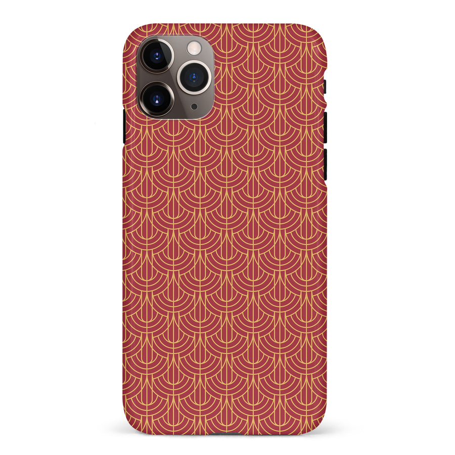 iPhone 11 Pro Max Curved Art Deco Phone Case in Red