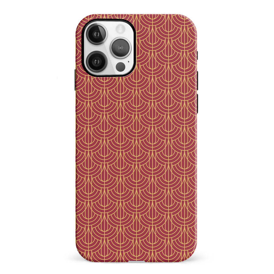 iPhone 12 Curved Art Deco Phone Case in Red
