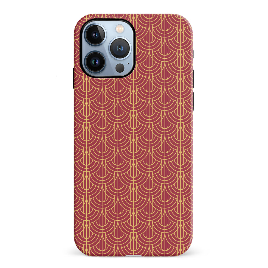 iPhone 12 Pro Curved Art Deco Phone Case in Red