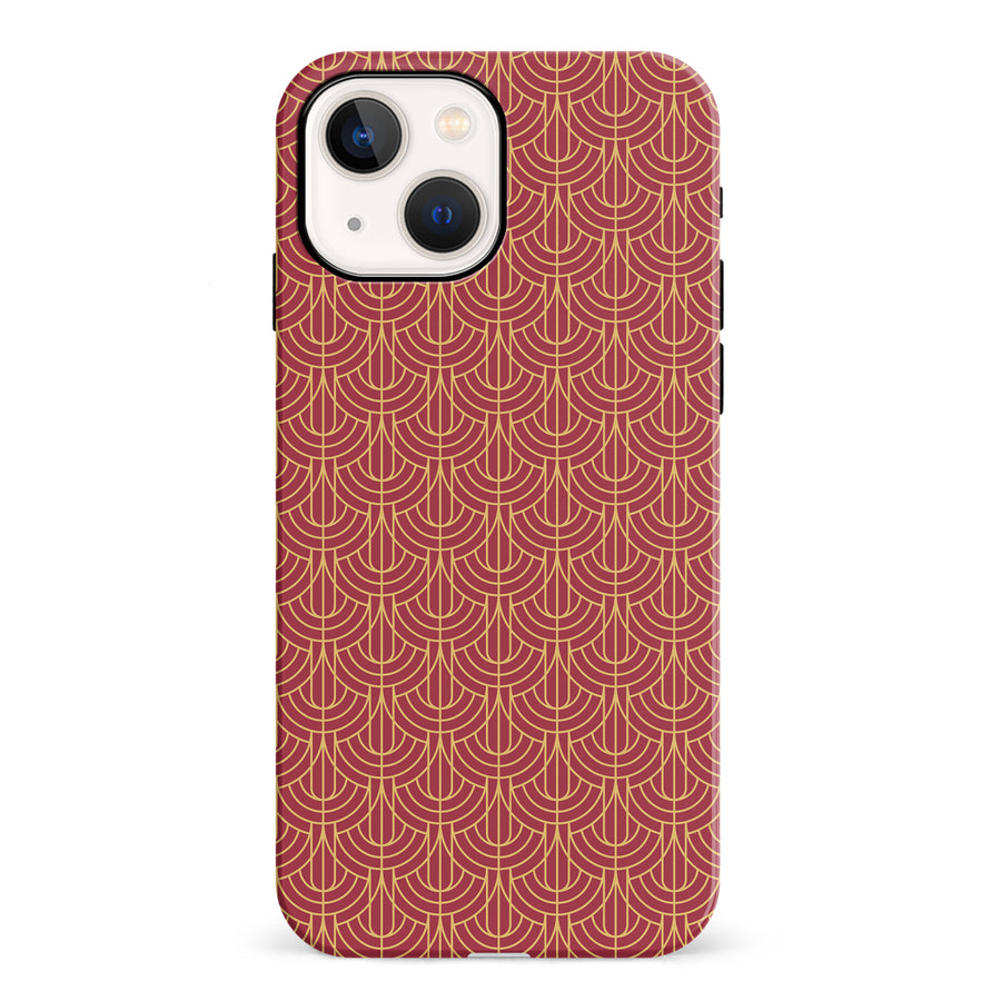 iPhone 13 Curved Art Deco Phone Case in Red