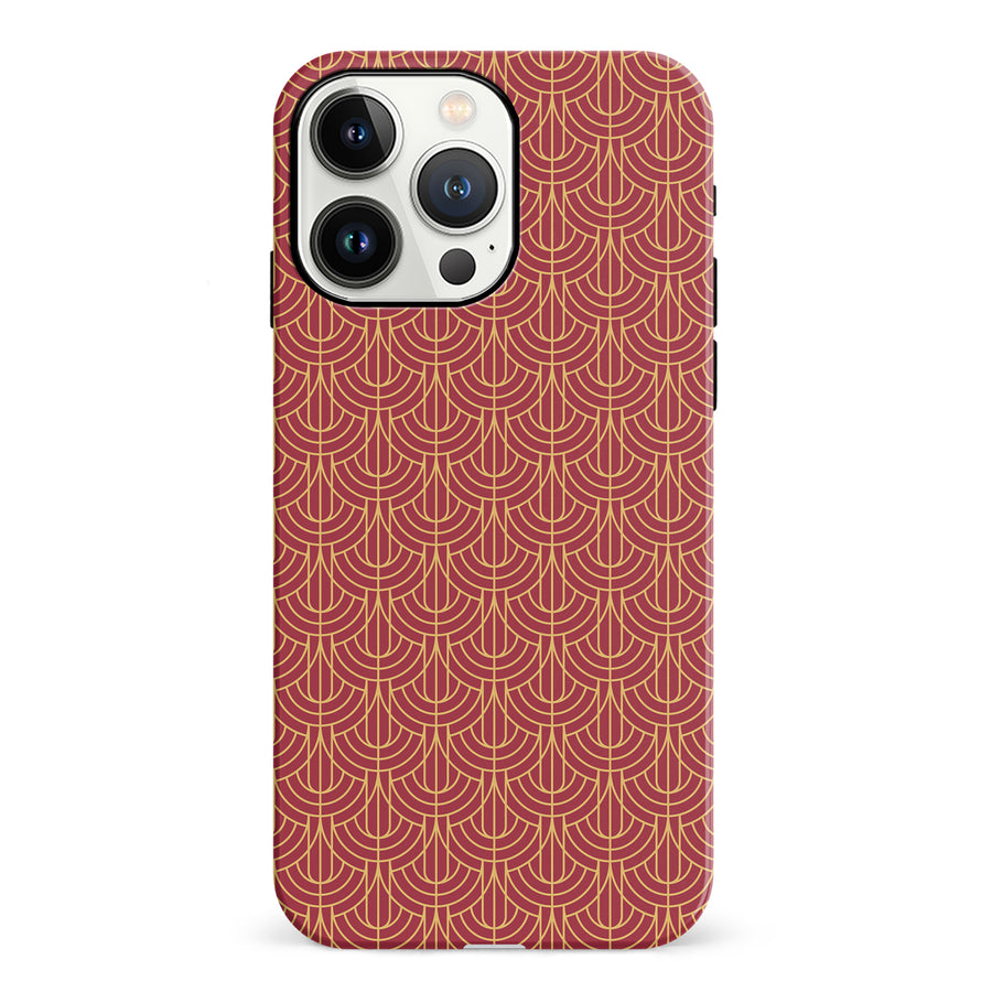 iPhone 13 Pro Curved Art Deco Phone Case in Red