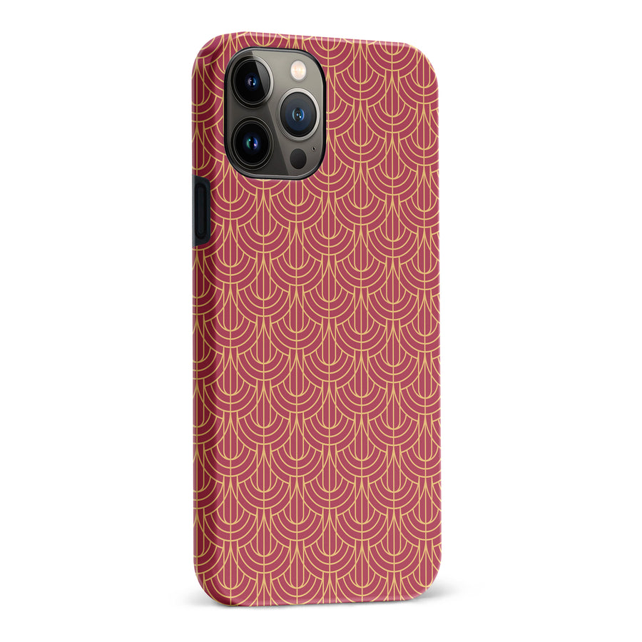 iPhone 13 Pro Max Curved Art Deco Phone Case in Red