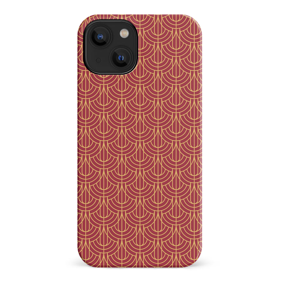 iPhone 14 Curved Art Deco Phone Case in Red