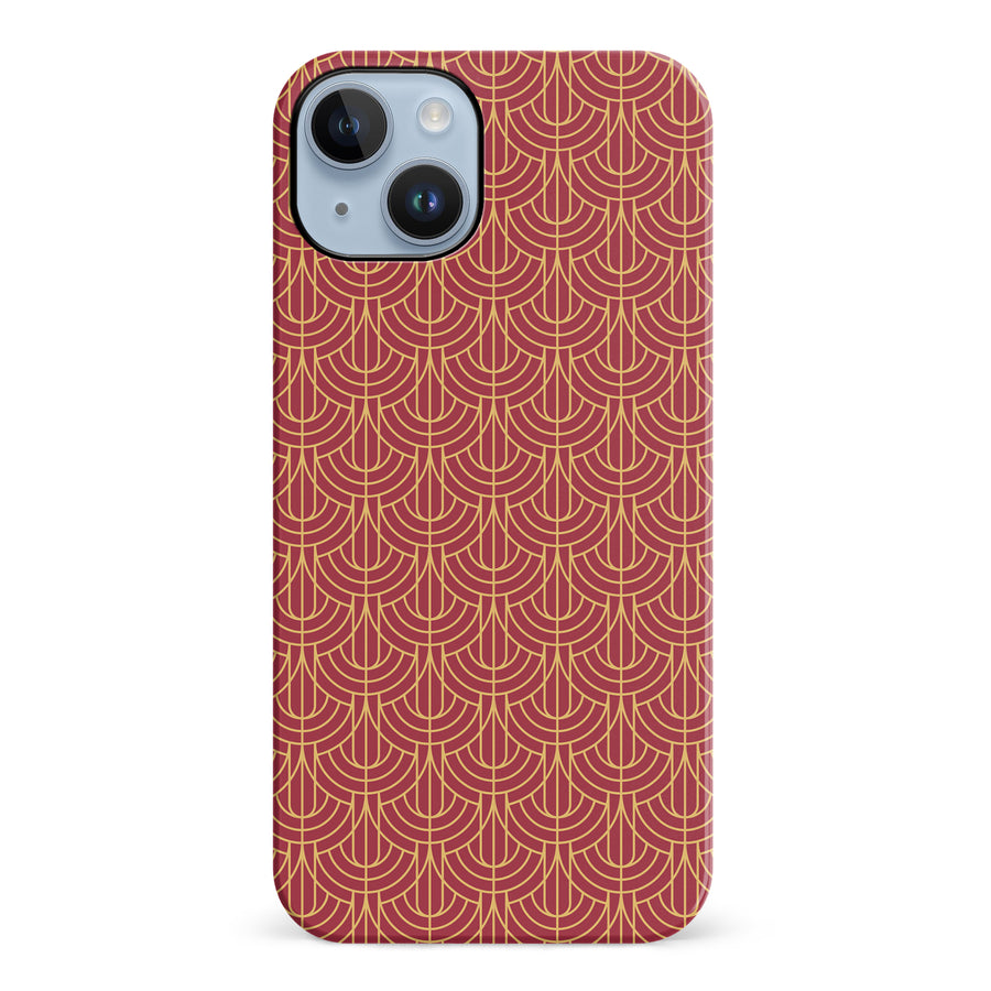 iPhone 14 Plus Curved Art Deco Phone Case in Red